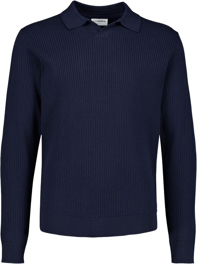 Ribbed L/S v-neck polo
