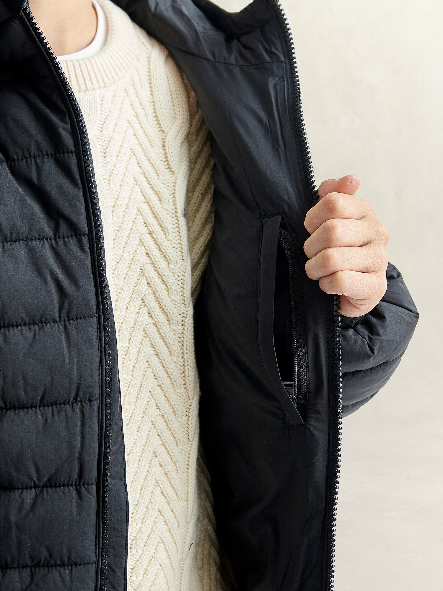 Hooded Puffer Jacket FAUX down fill