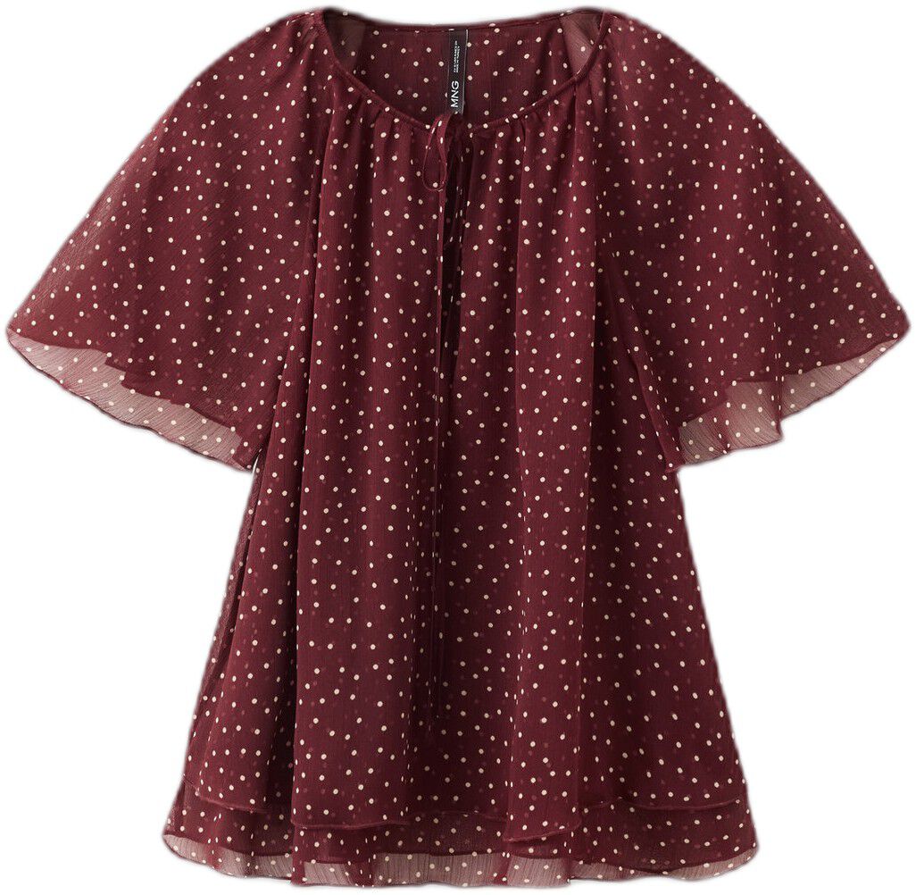 Bow polka-dot blouse