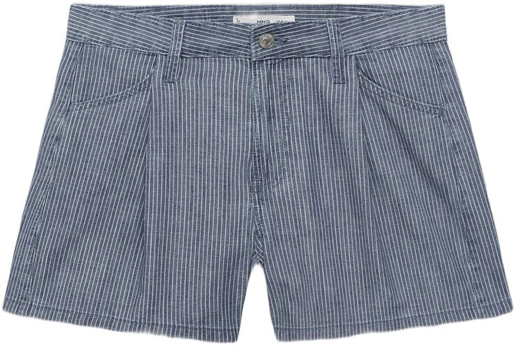 Mid-rise striped denim shorts
