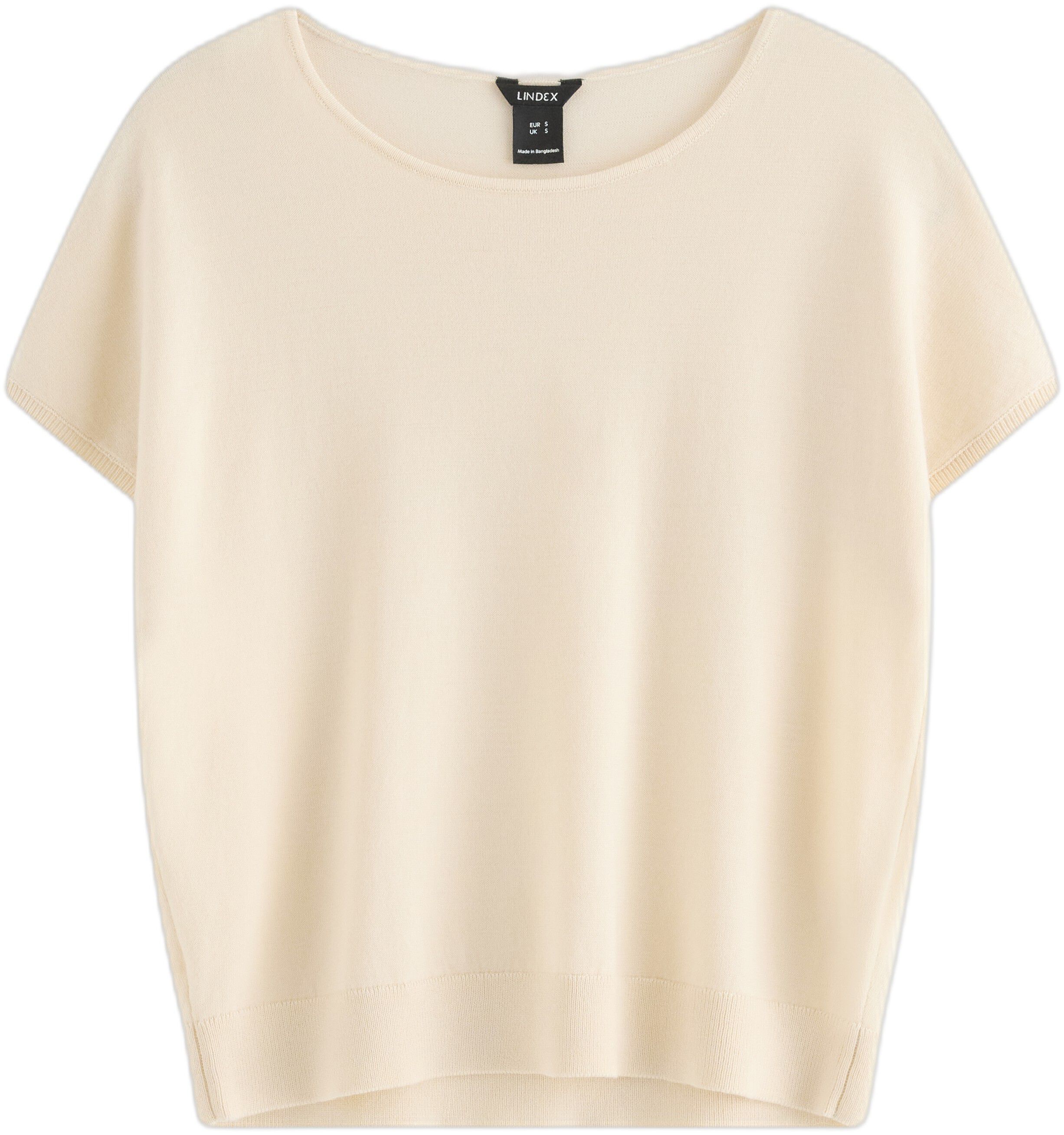 Fine-knit short-sleeved top