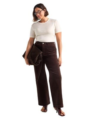 High waist trousers in corduroy wit