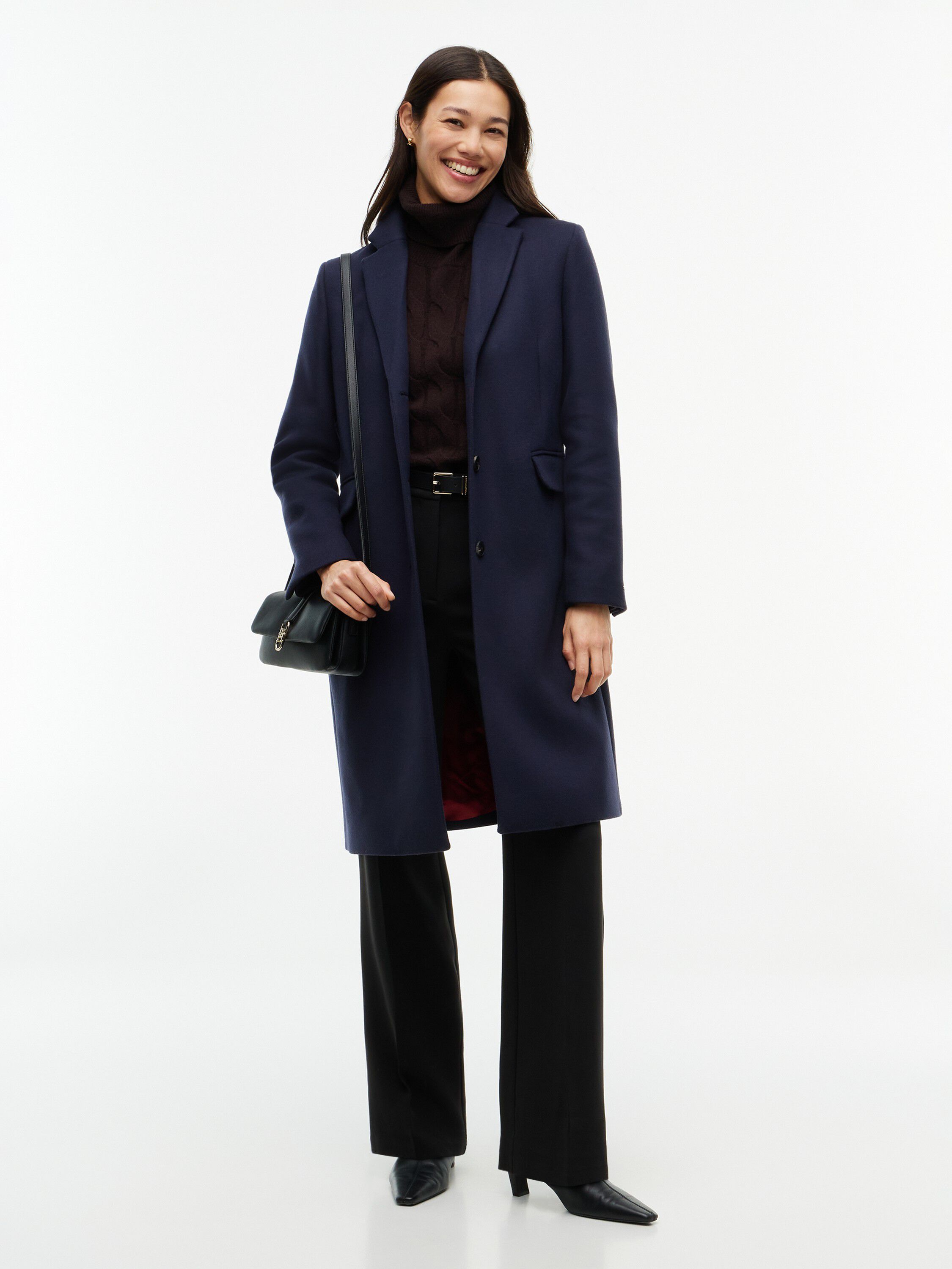 Manteco Wool Blend Slim Single Breasted Coat
