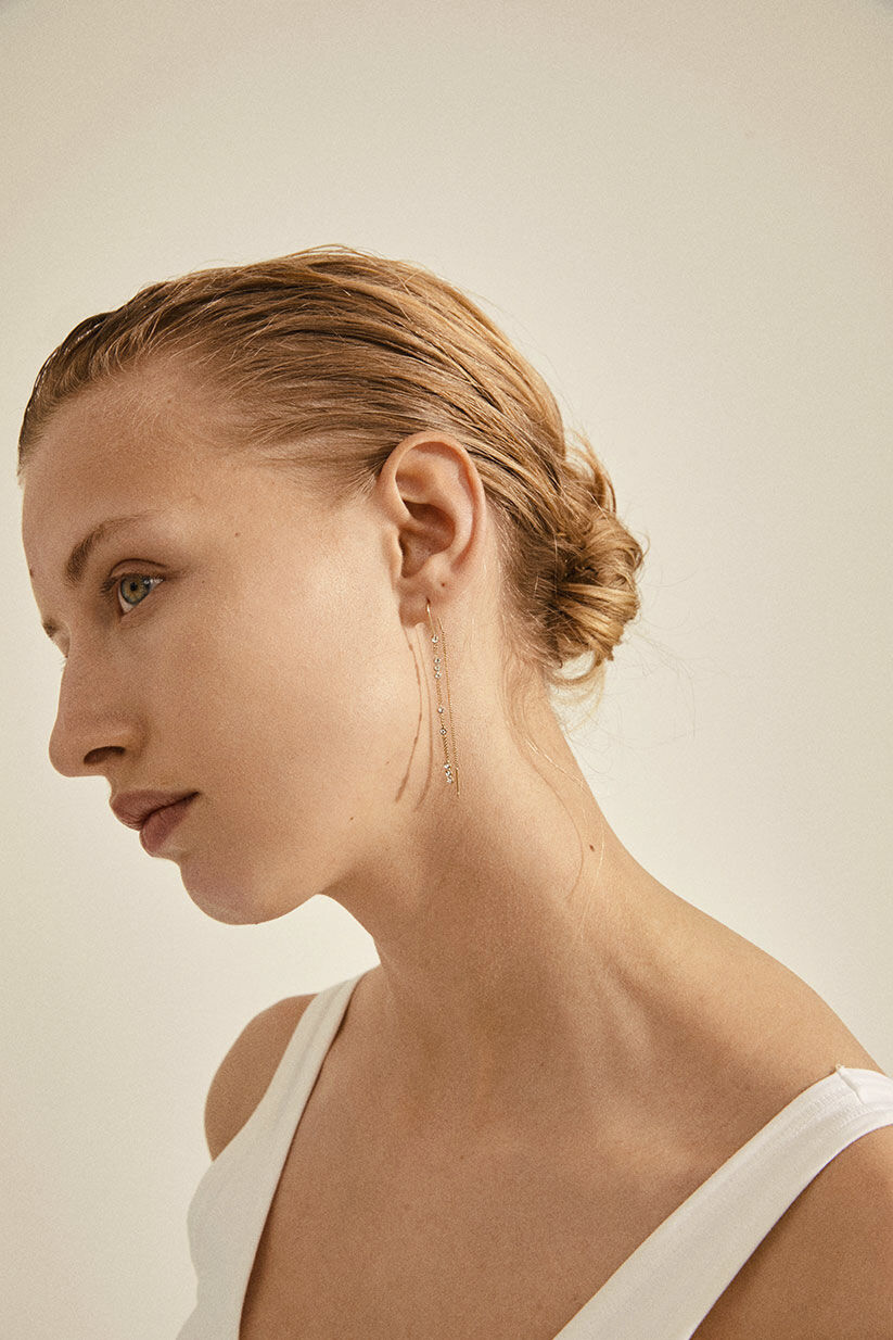 GOLD-PLATED KAMARI CHAIN EARRINGS W/ CRYSTALS