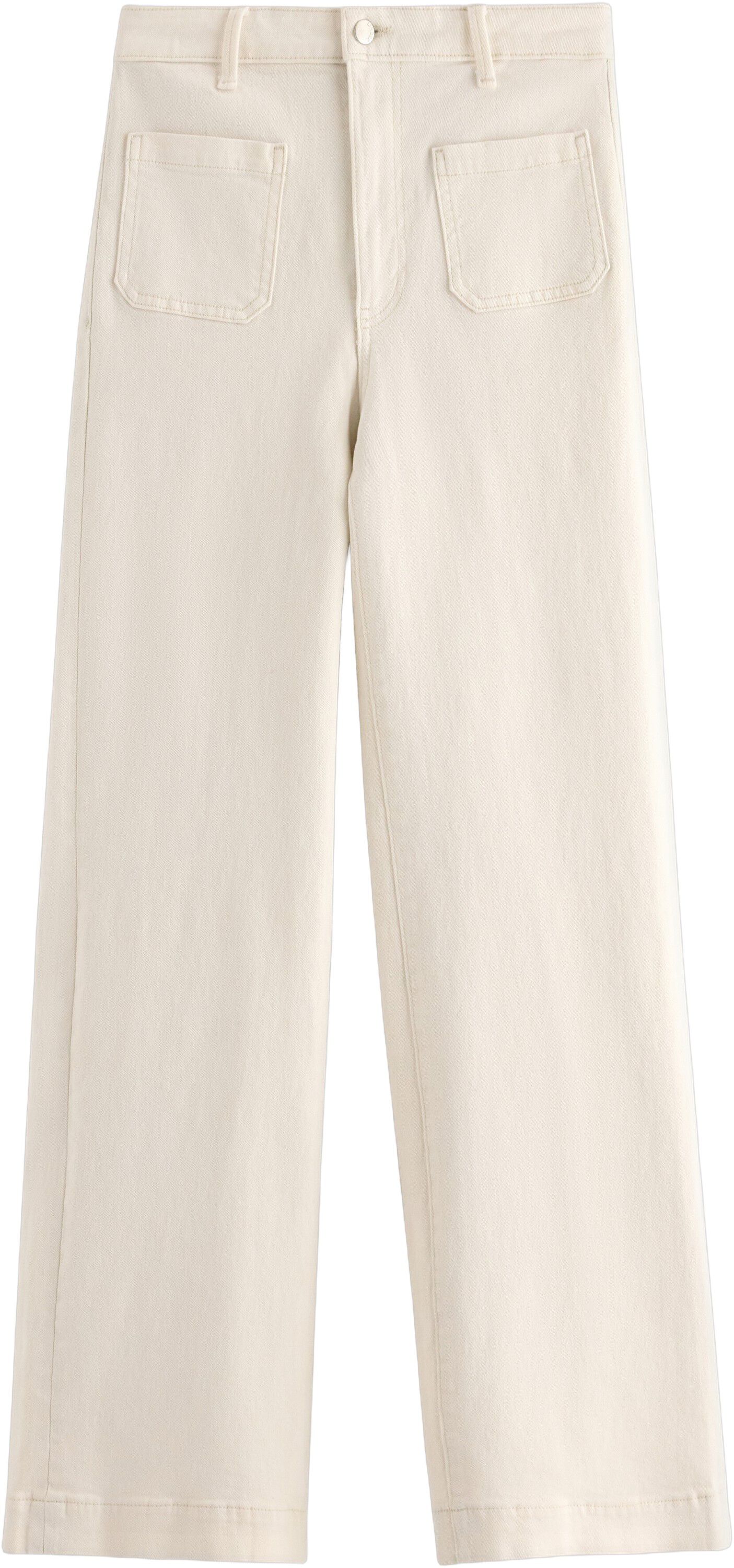 Jeans med h&oslash;y midje i bomullsdenim