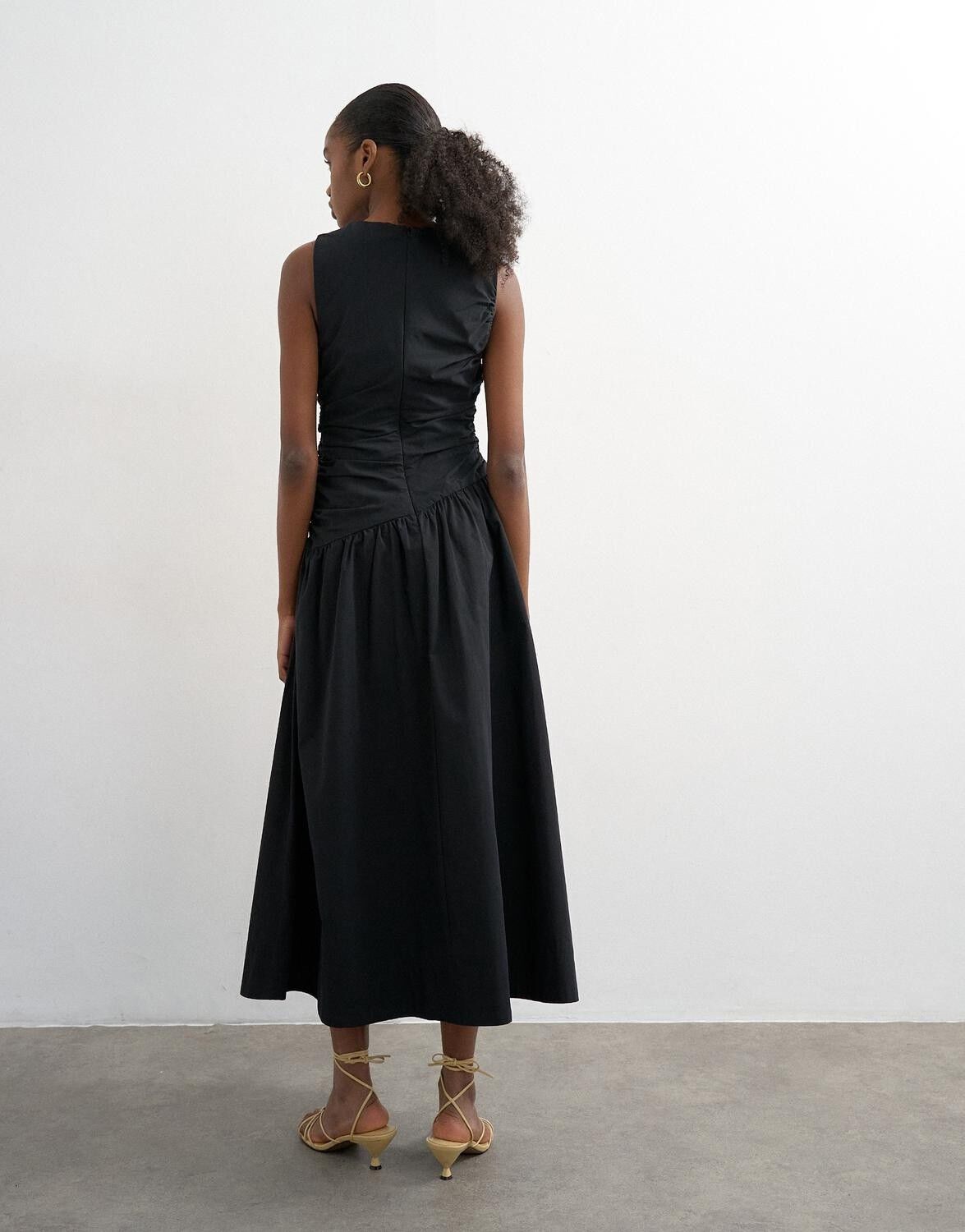 Tscaros Poplin Ruched Maxi Dress Wvn