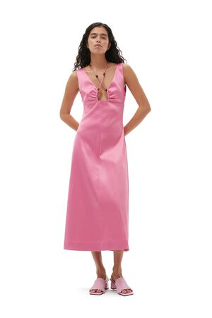 Double Satin Halter-Neck Dress