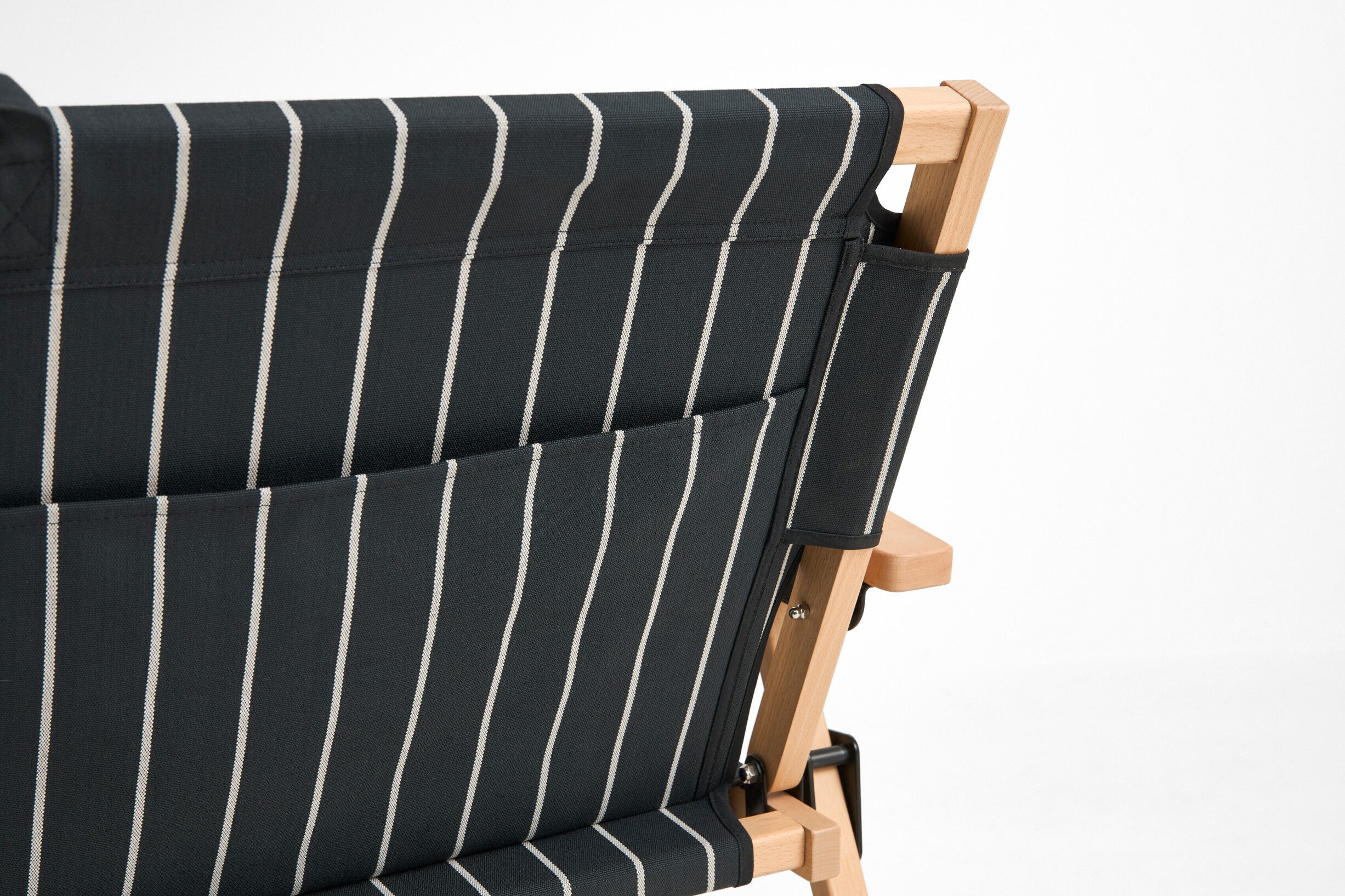 Outdoor Market Folding Sofa - Black with beige stripe -