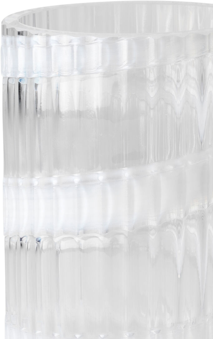 Lyngby Vase H15. 5 cm swirl hvid mundbl&aelig;st glas