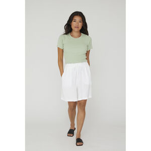 Rib knit short sleeve top