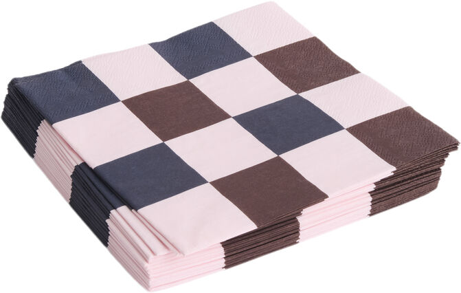 Pattern Napkins-Set of 20 Lunch-Light pink, bordeaux and black M check