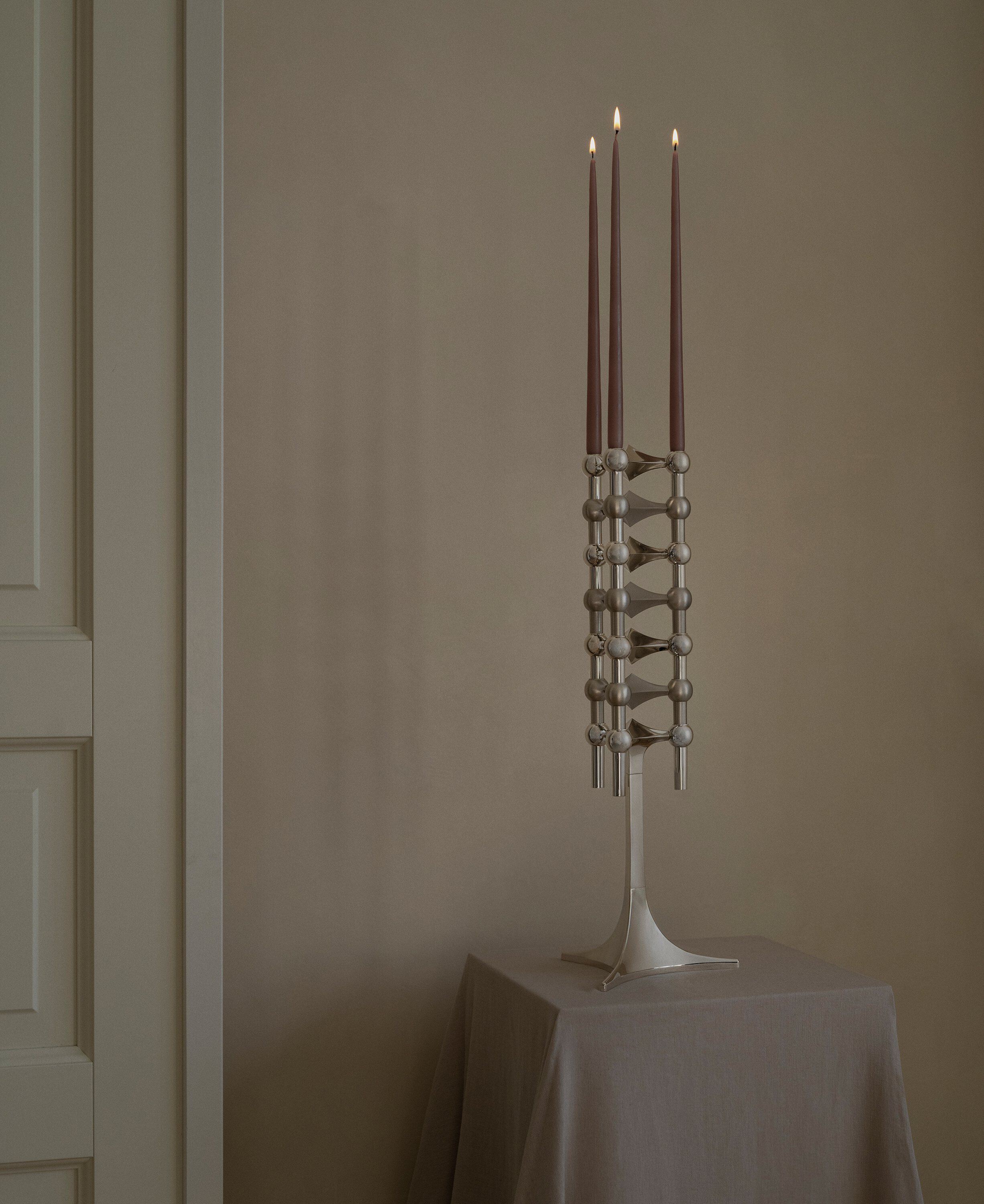 Nagel candle holder set with 3 pcs - brushed chrome