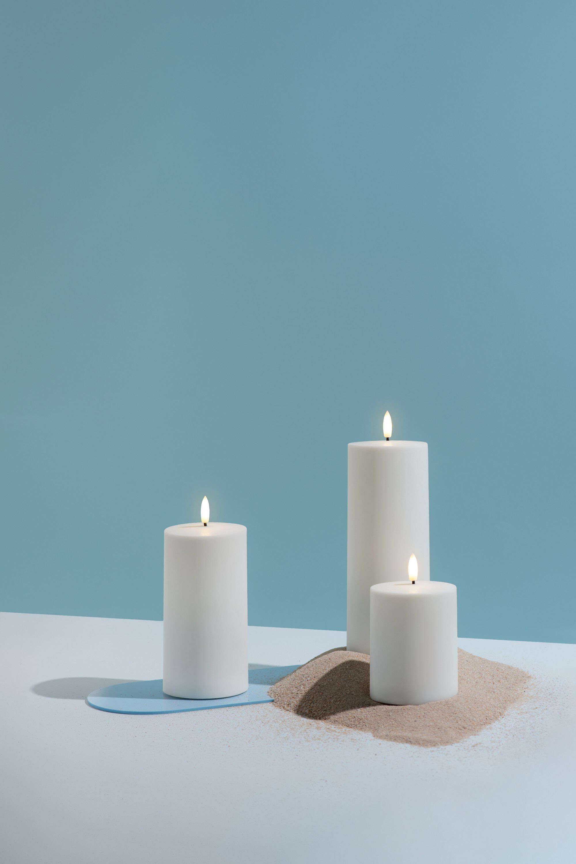 MM LED outdoor candle, White, 78x100 mm