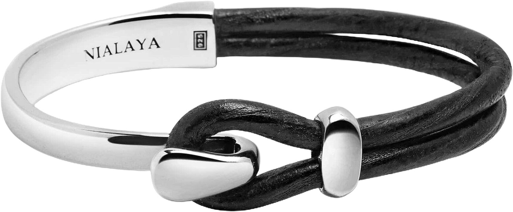 Sterling Silver Hook Leather Bracelet