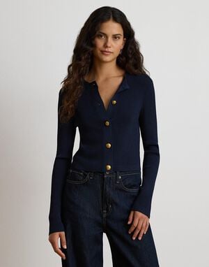 MATTE RAYON/NYLON-SWEATER-CARDIGAN