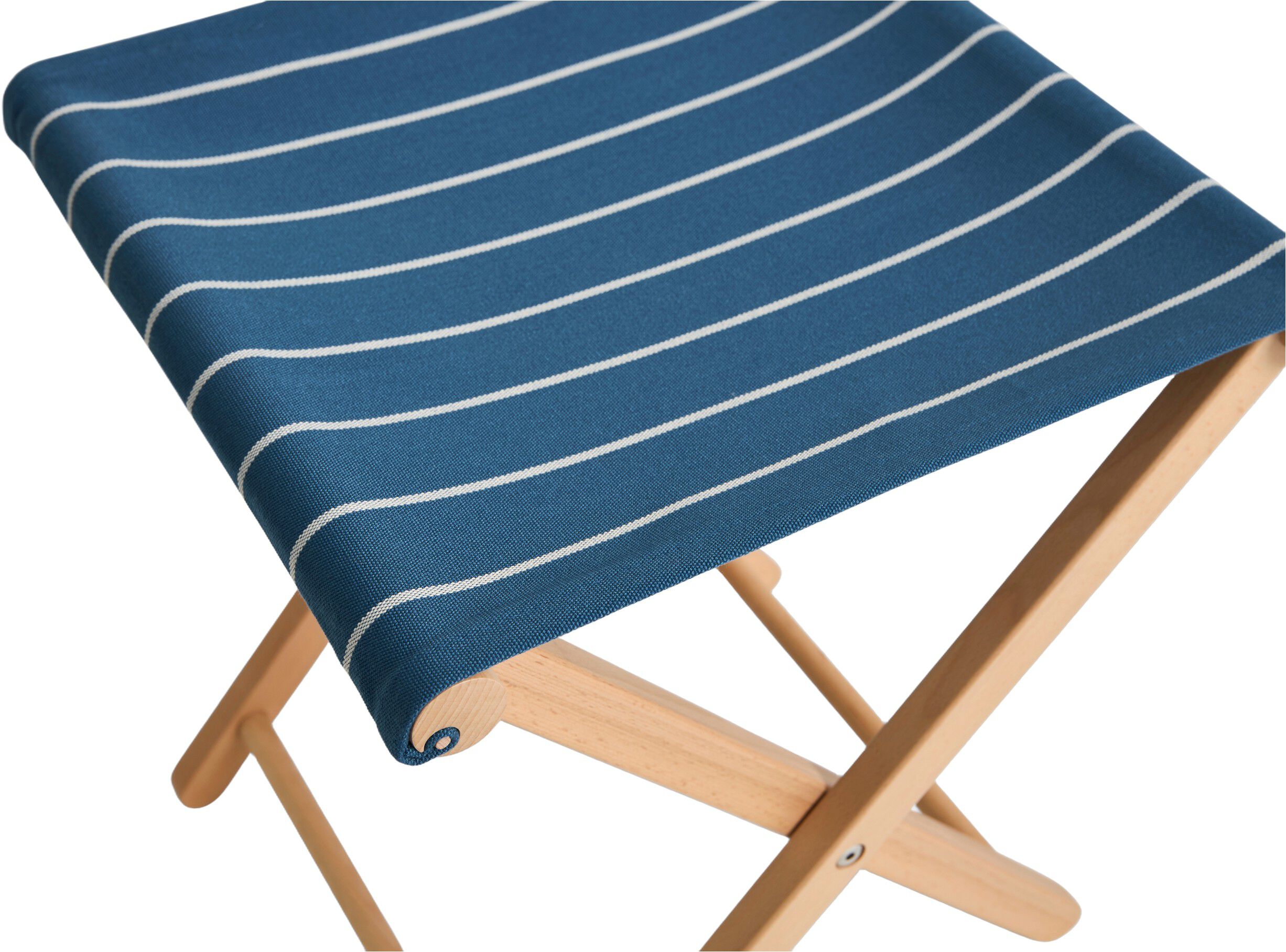 Outdoor Market Folding Stool - Blue with beige stripe -