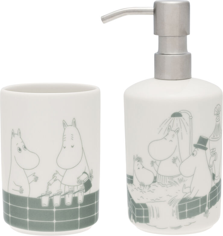 Moomin Arabia Sæbe dispenser & tandbørste holder sæt, Bad