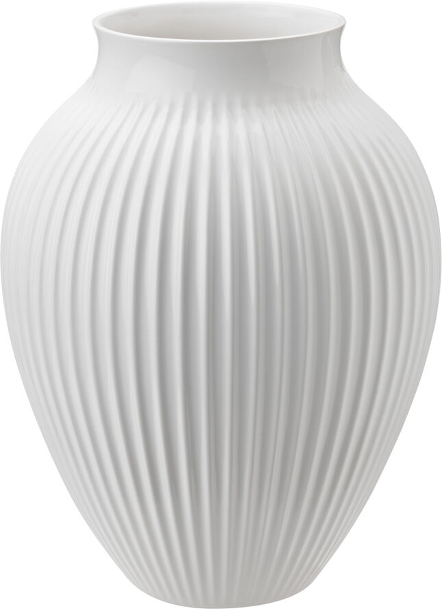 Knabstrup, vase, hvid riller, 35 cm