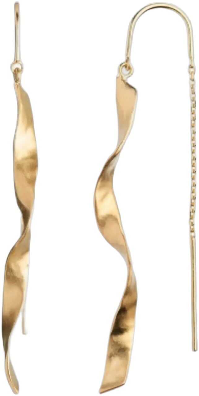 Long Twisted Hammered &Oslash;rering - Forgyldt
