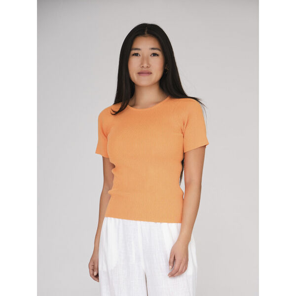 Rib knit short sleeve top