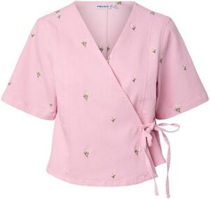 PCFLORA SS WRAP EMB SHIRT DNM D2D