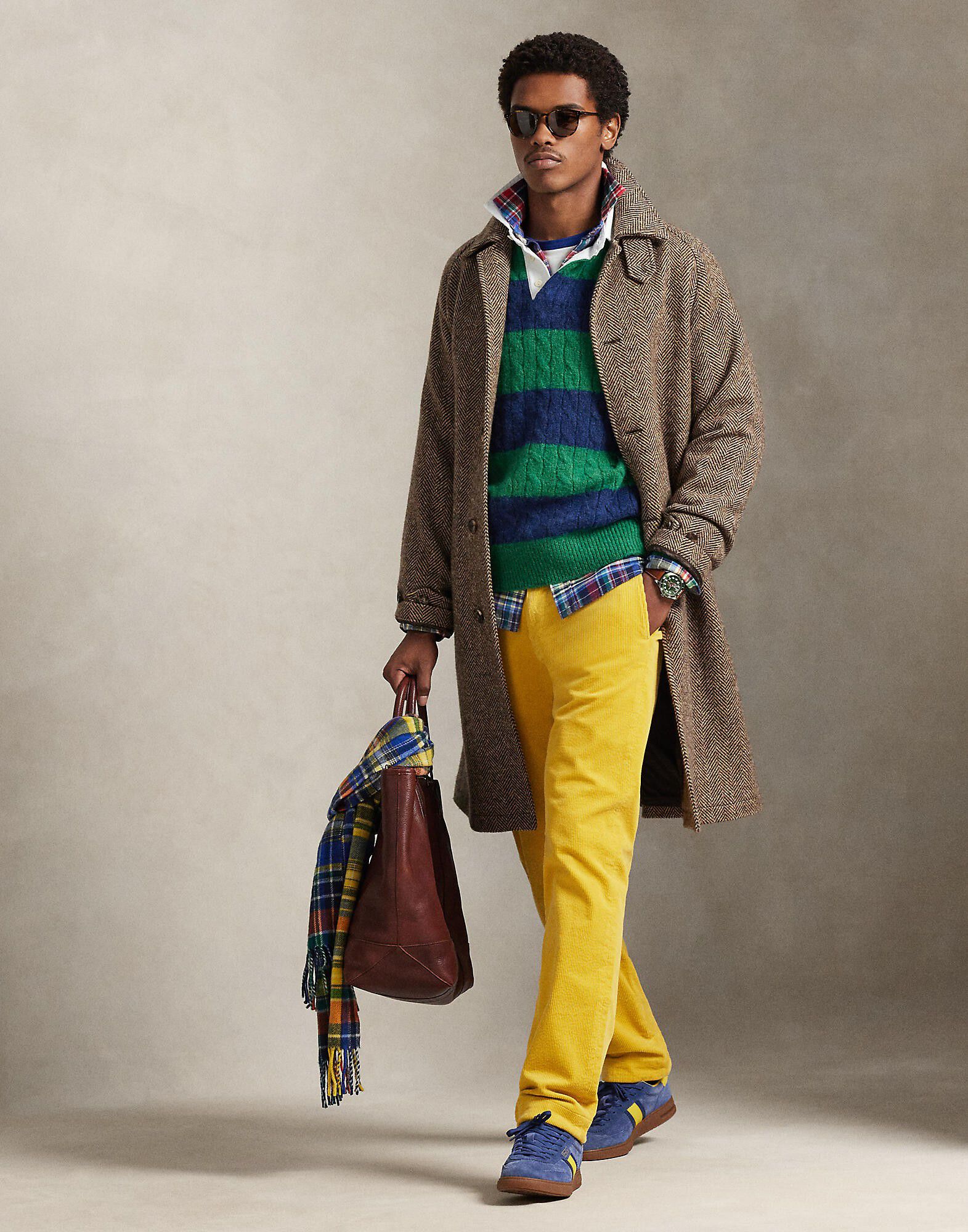 Striped Cable-Knit Rugby Sweater