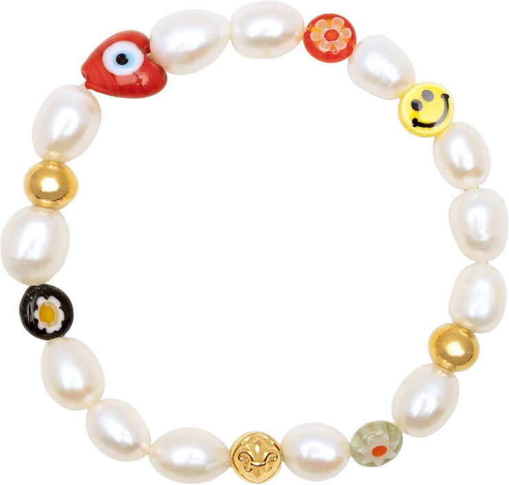 Men's Smiley Face Pearl Bracelet