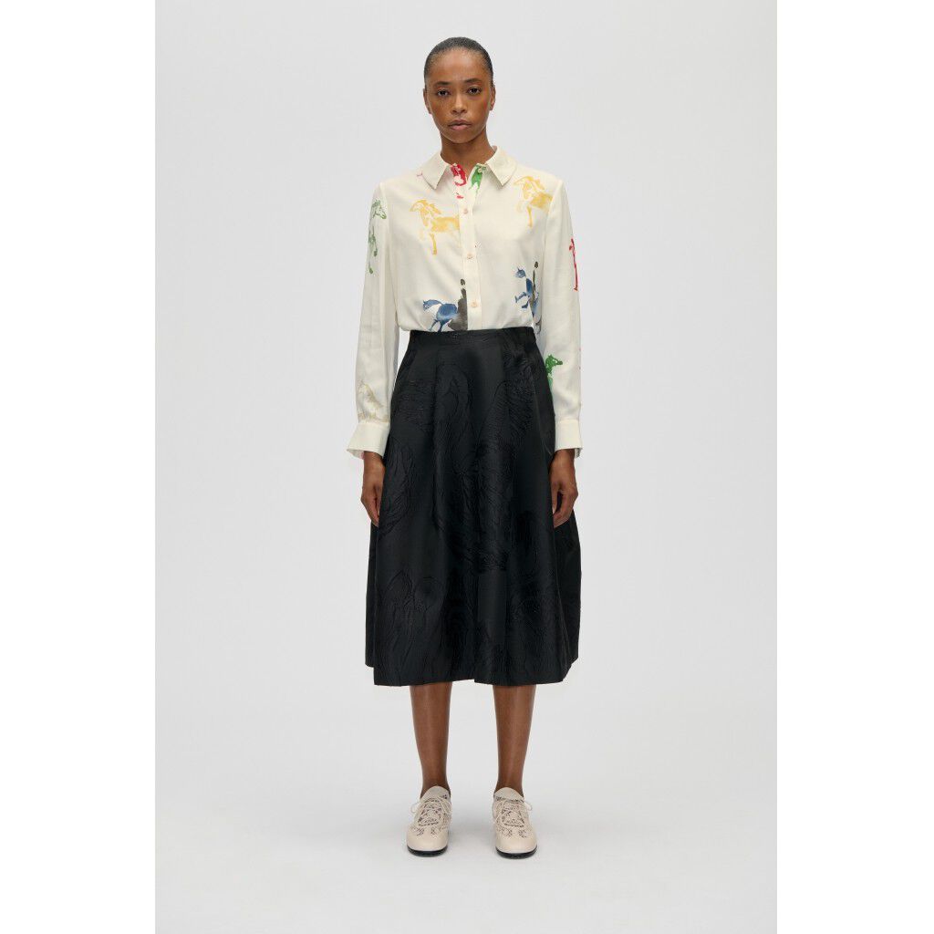 2269 Woven Jacquard, Voluminous Midi Skirt