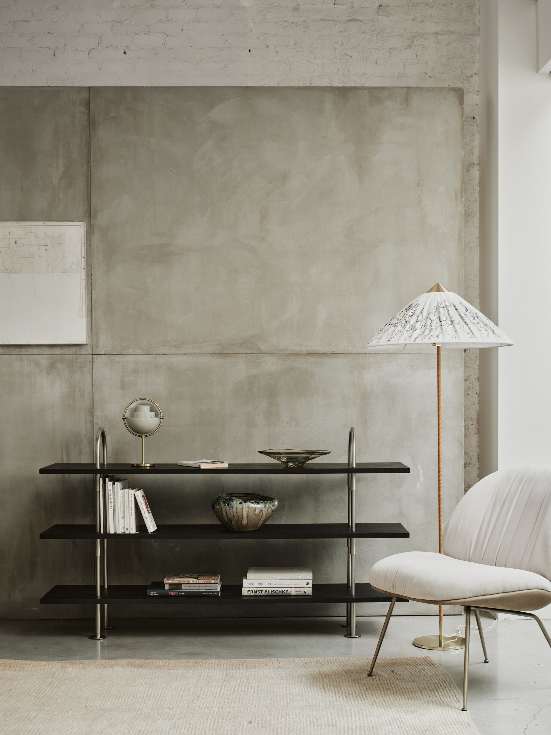 Multi-Lite Portable Lamp, EU (Base: Brass, Shade: Pastel Gray)