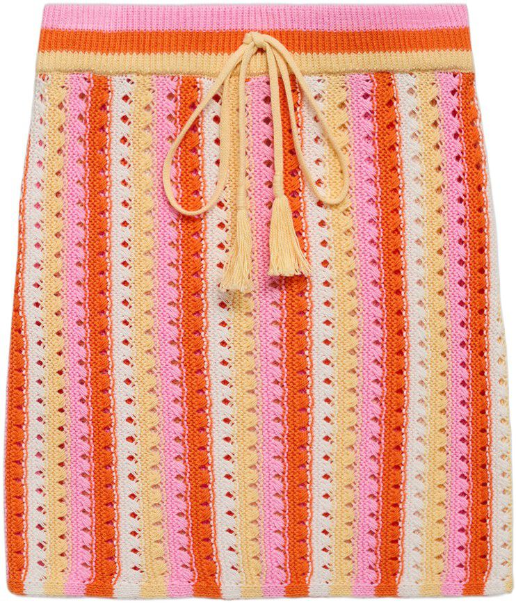 Two-tone striped crochet skirt