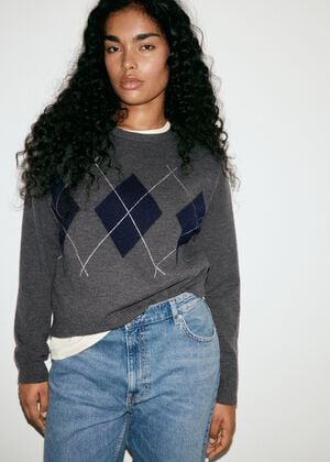 Argyle knit sweater