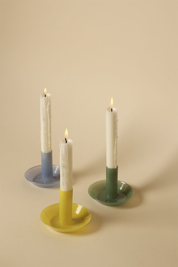 Glas lysestage, chartreuse, 10xø8 cm