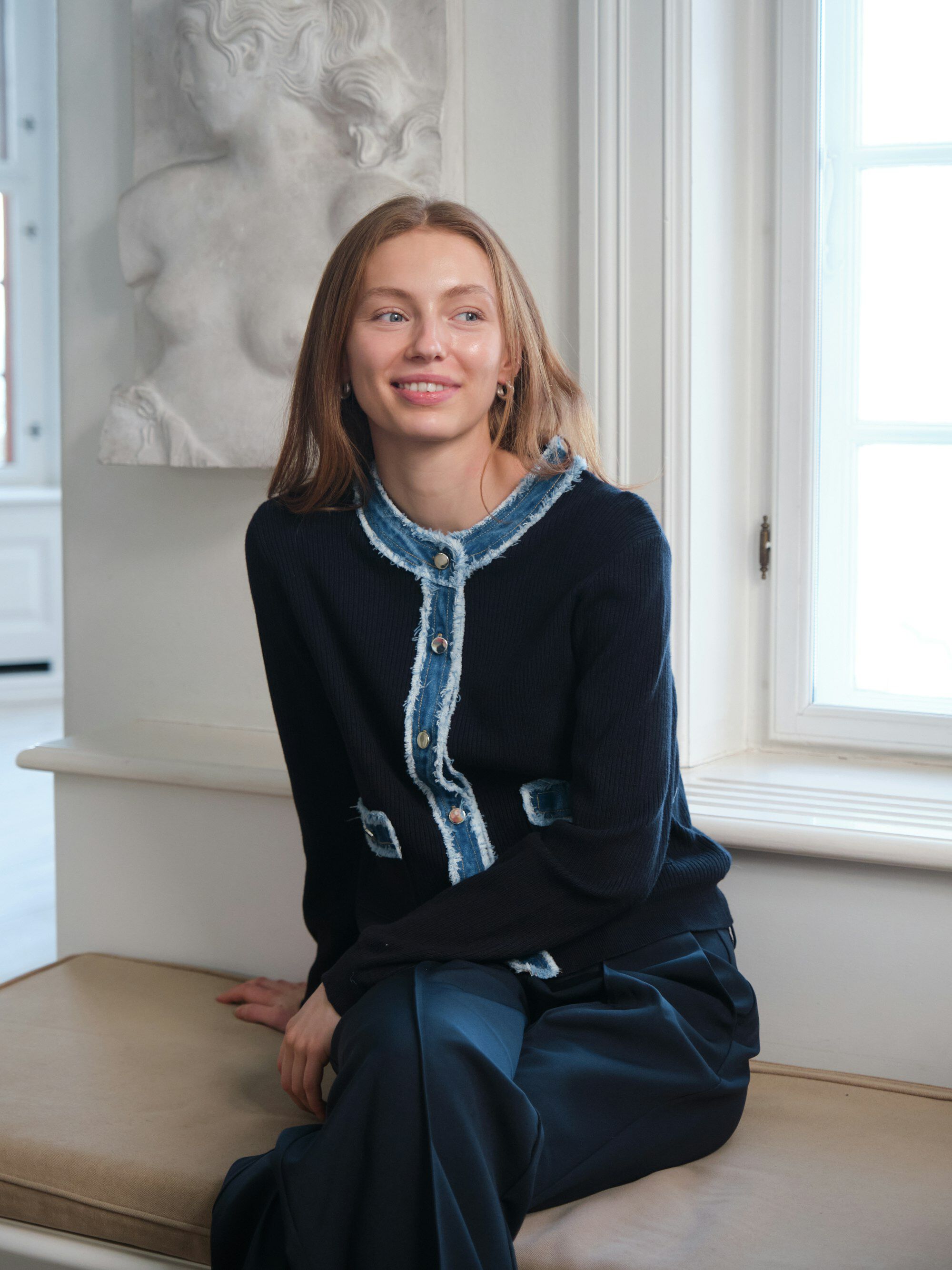 Zelma Knit Denim Cardigan