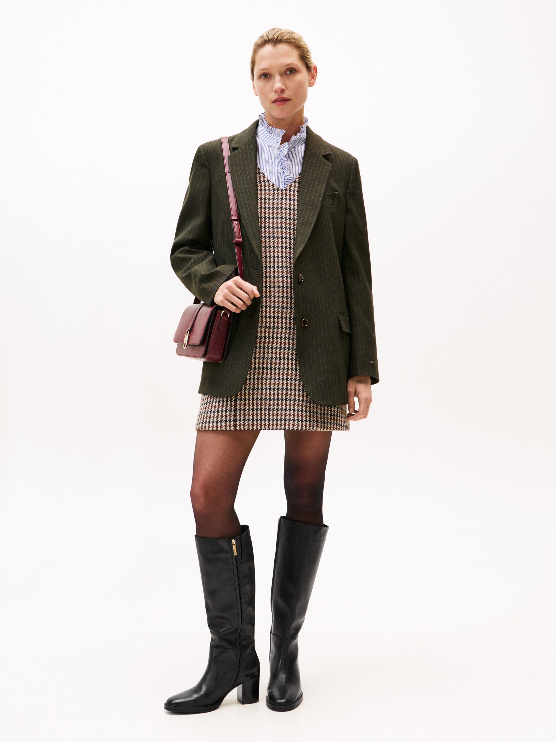 STACKED HEEL LEATHER LONG BOOT