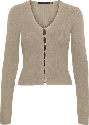 VMGOLD RIB LS V-NECK BUTTON PULLOVE