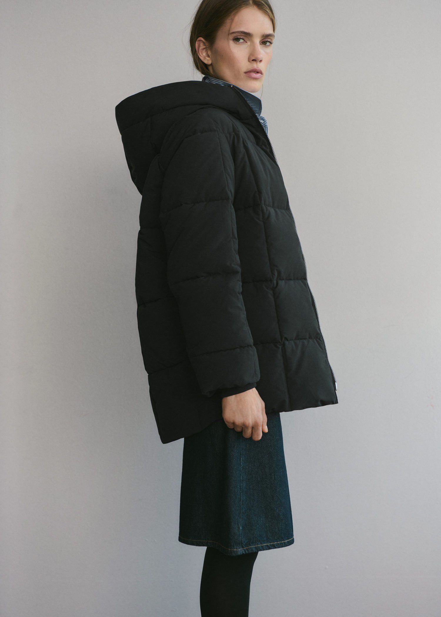 Hood puffer coat