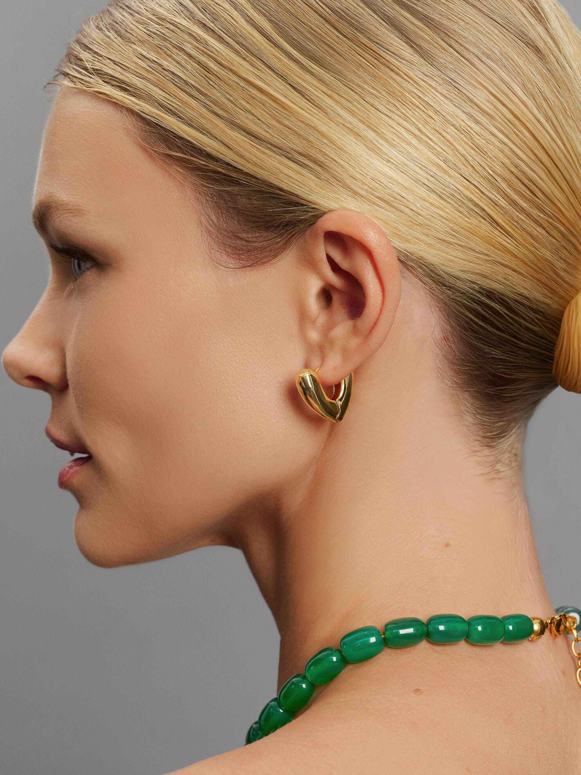 Women's Heart Hoop Earrings in Gold