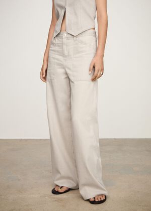 Striped wideleg jeans
