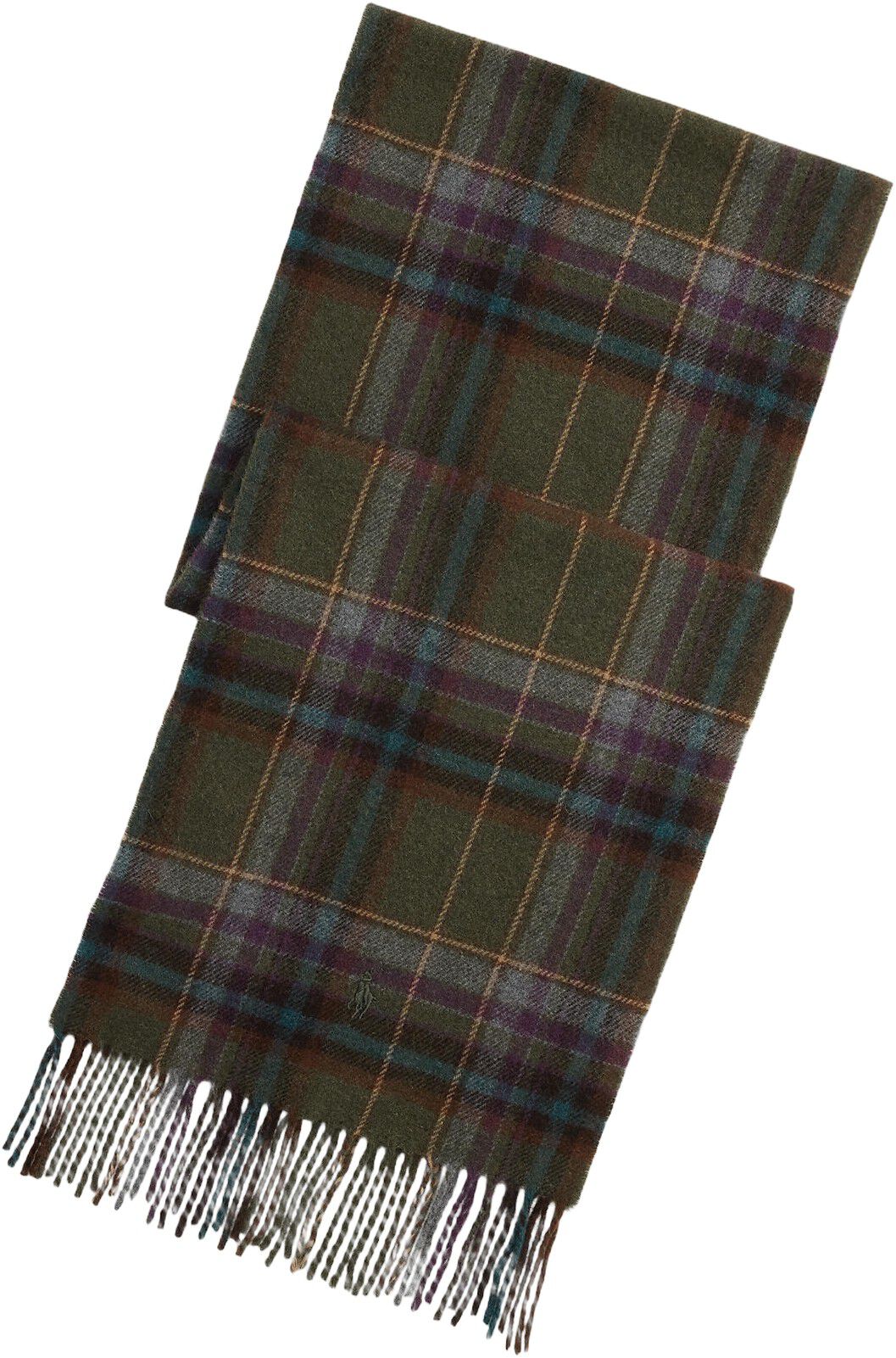 Plaid Fringe Wool Scarf