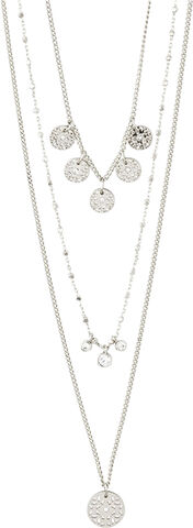 SILVER-PLATED LAYERED CAROL NECKLACE, 3-IN-1