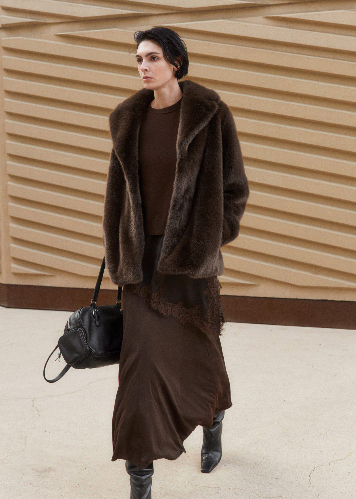 long lace-trimmed sweater