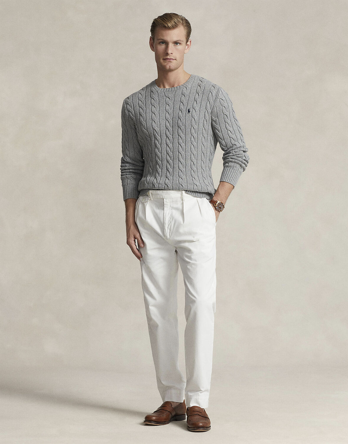 Cable-Knit Cotton Sweater