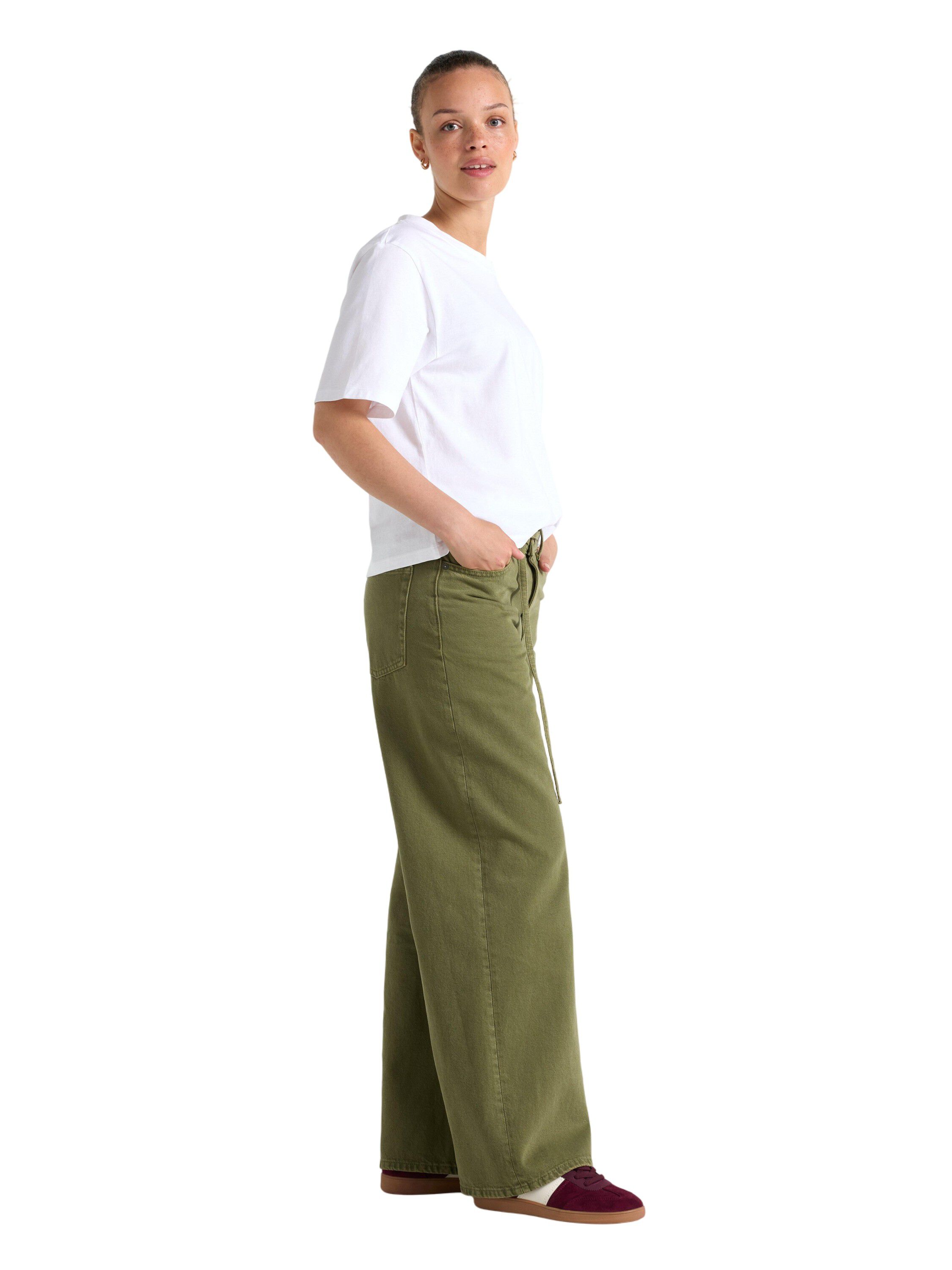 Trousers in twill with wide fit, re