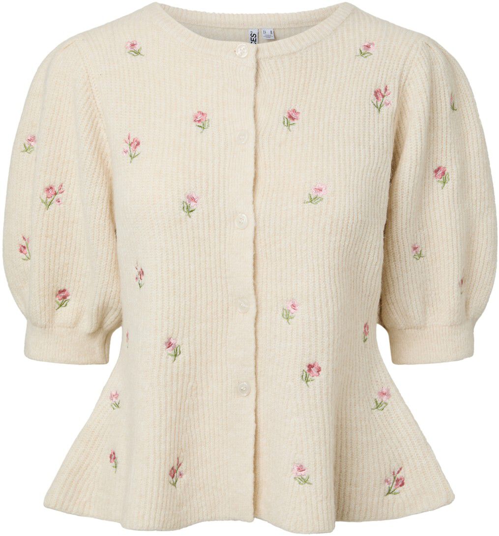 Pcsilly Ss Puff Emb Knit Cardigan Bc