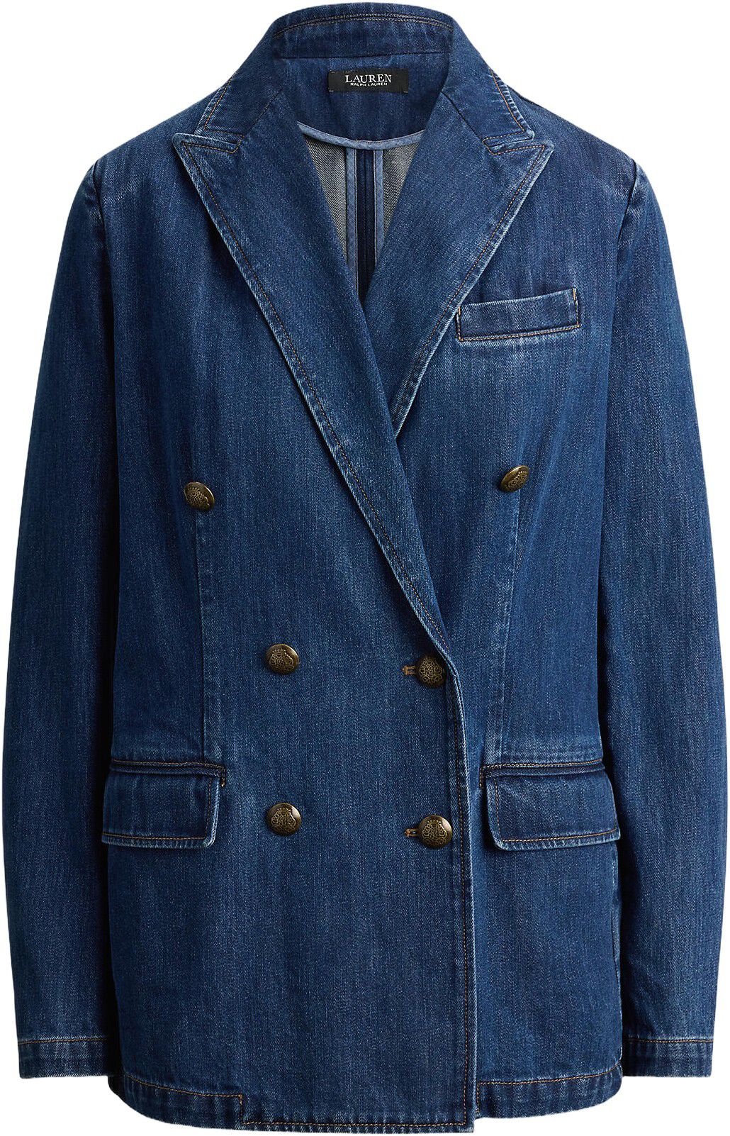 Double-Breasted Denim Blazer