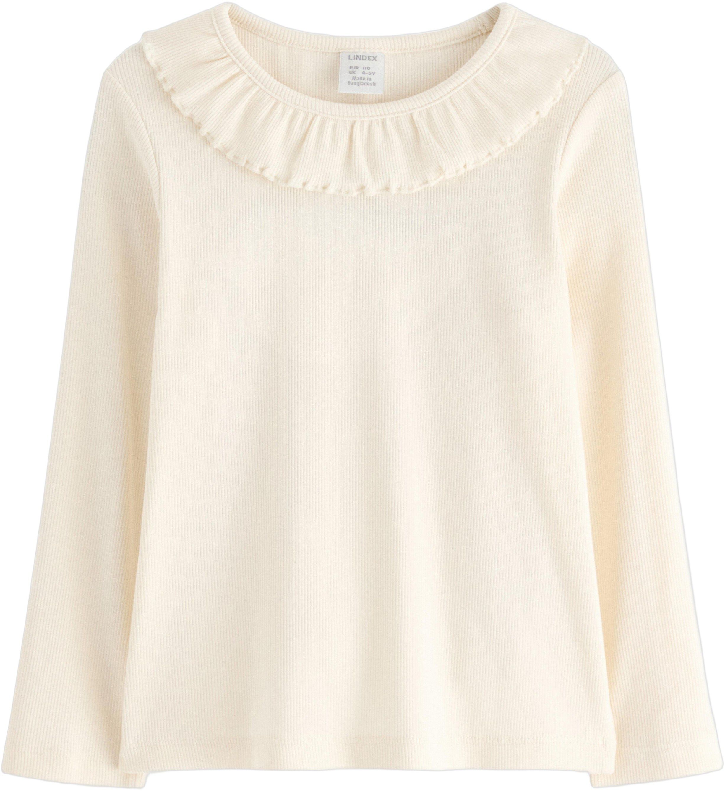 Top ls rib with frill collar