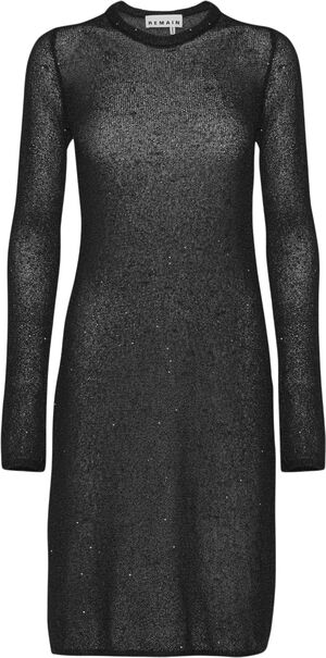 Sequin Knit Long-Sleeve Mini Dress
