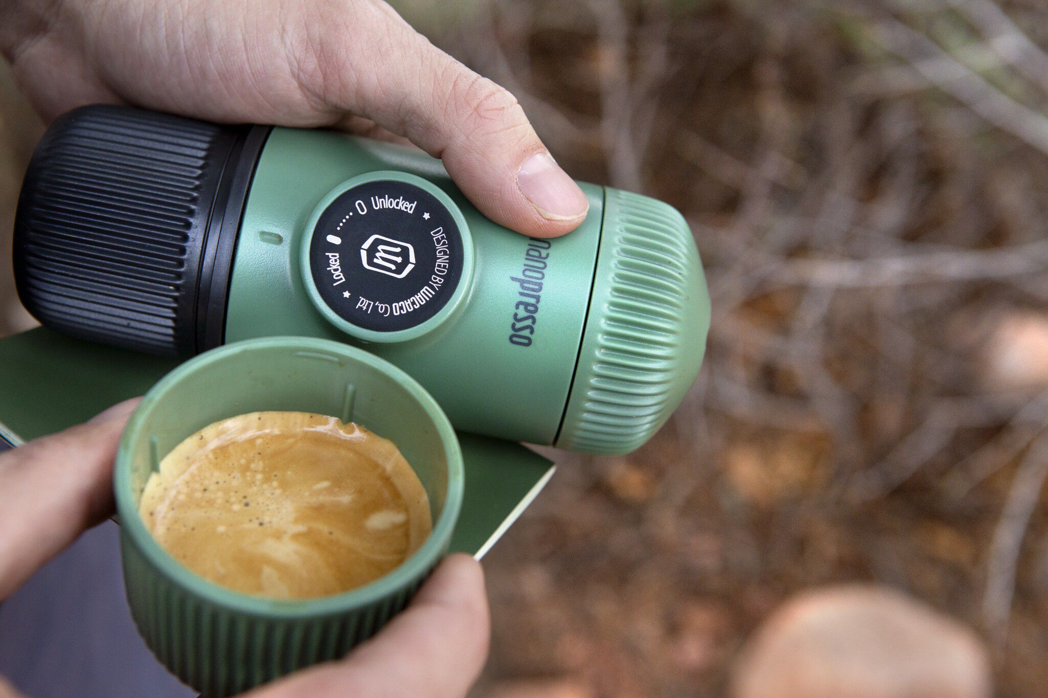 Wacaco Nanopresso Espresso Coffee Maker, Moss Green + Case