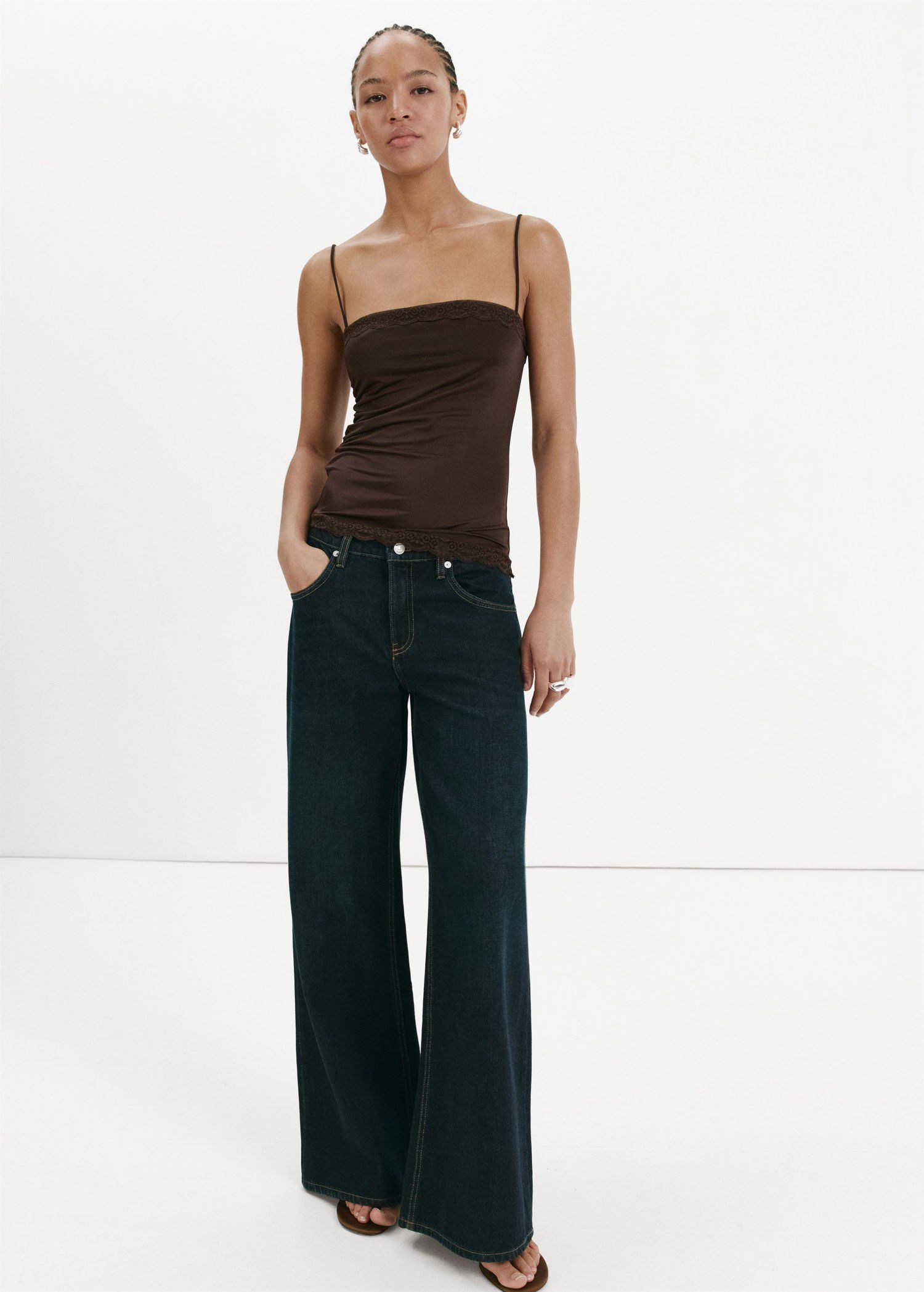 Fitted top with lace detail