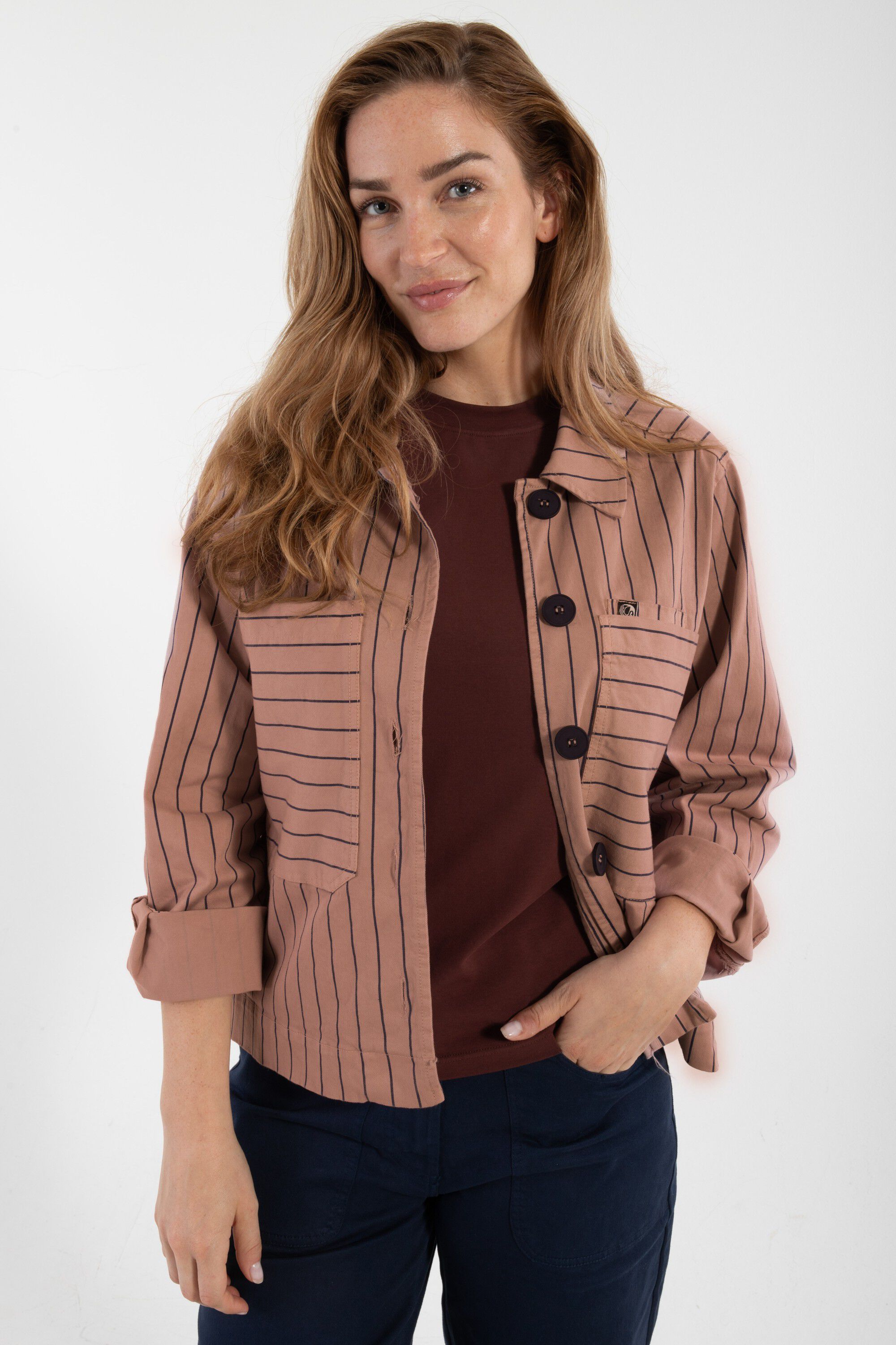 Daneprairie Stretch Canvas Jacket Rose Beige/Dk Navy